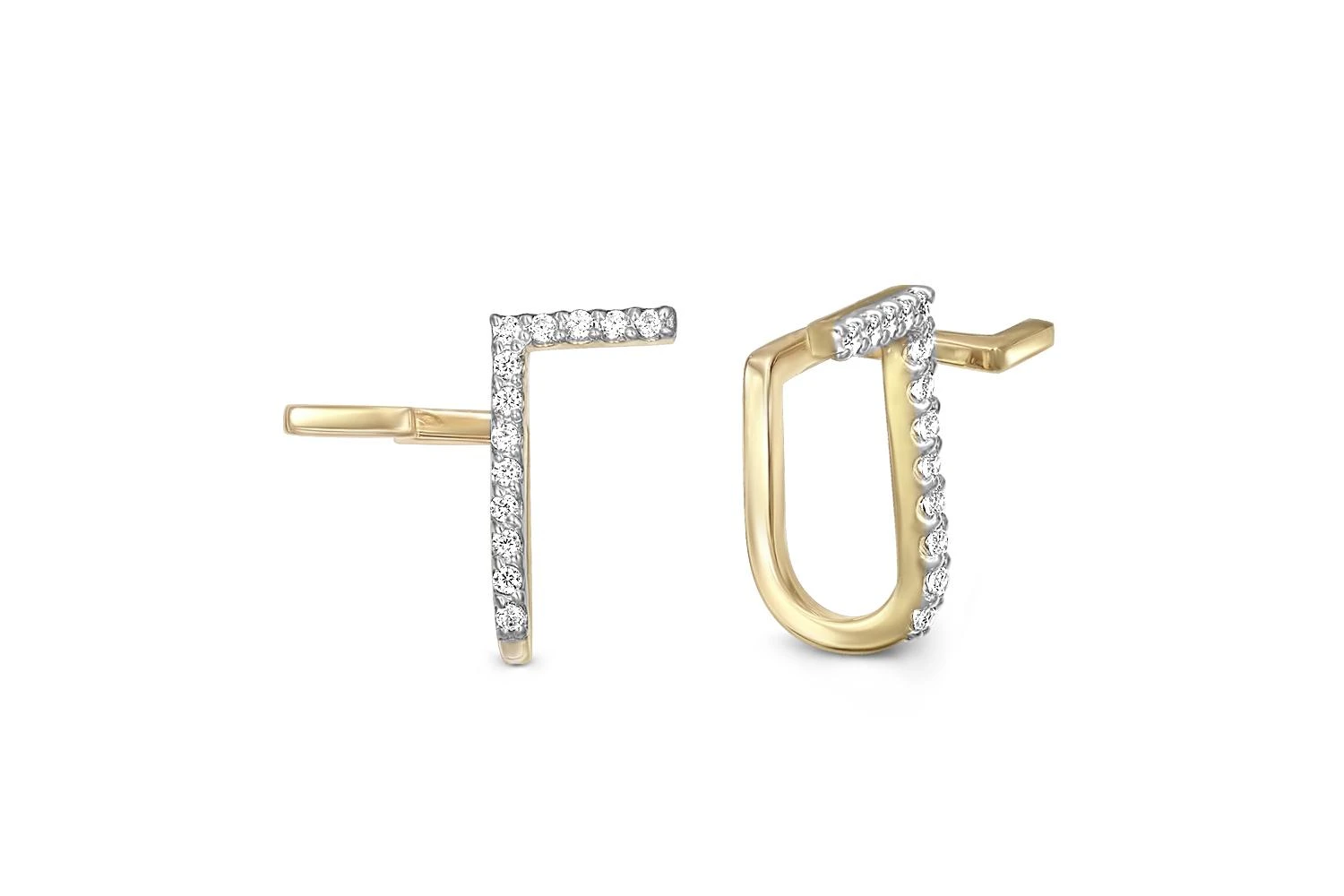 Серьги-пусеты Дорожки из жёлтого золота с 26 фианитами