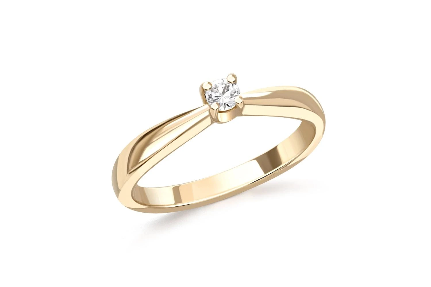 Кольцо из жёлтого золота с фианитом