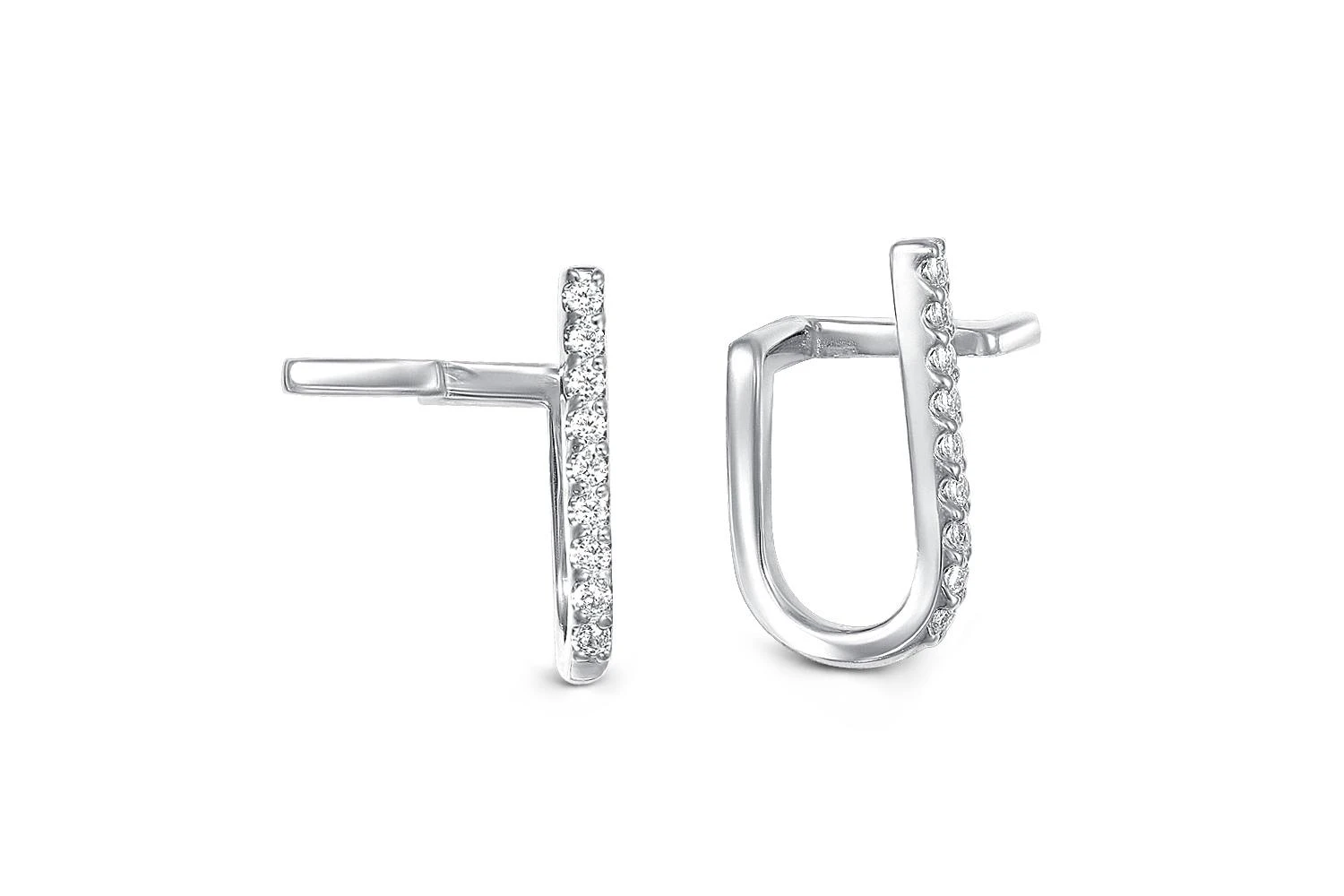 Серьги-пусеты Дорожки из белого золота с 18 фианитами