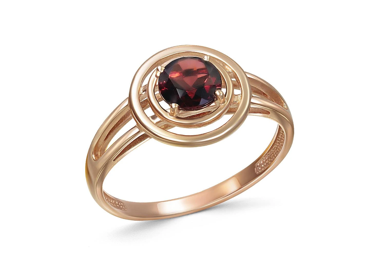 Кольцо из красного золота с гранатом