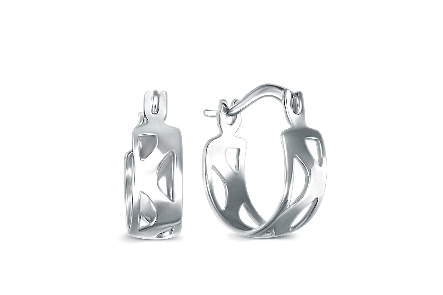Серьги штампованные из белого золота без вставок