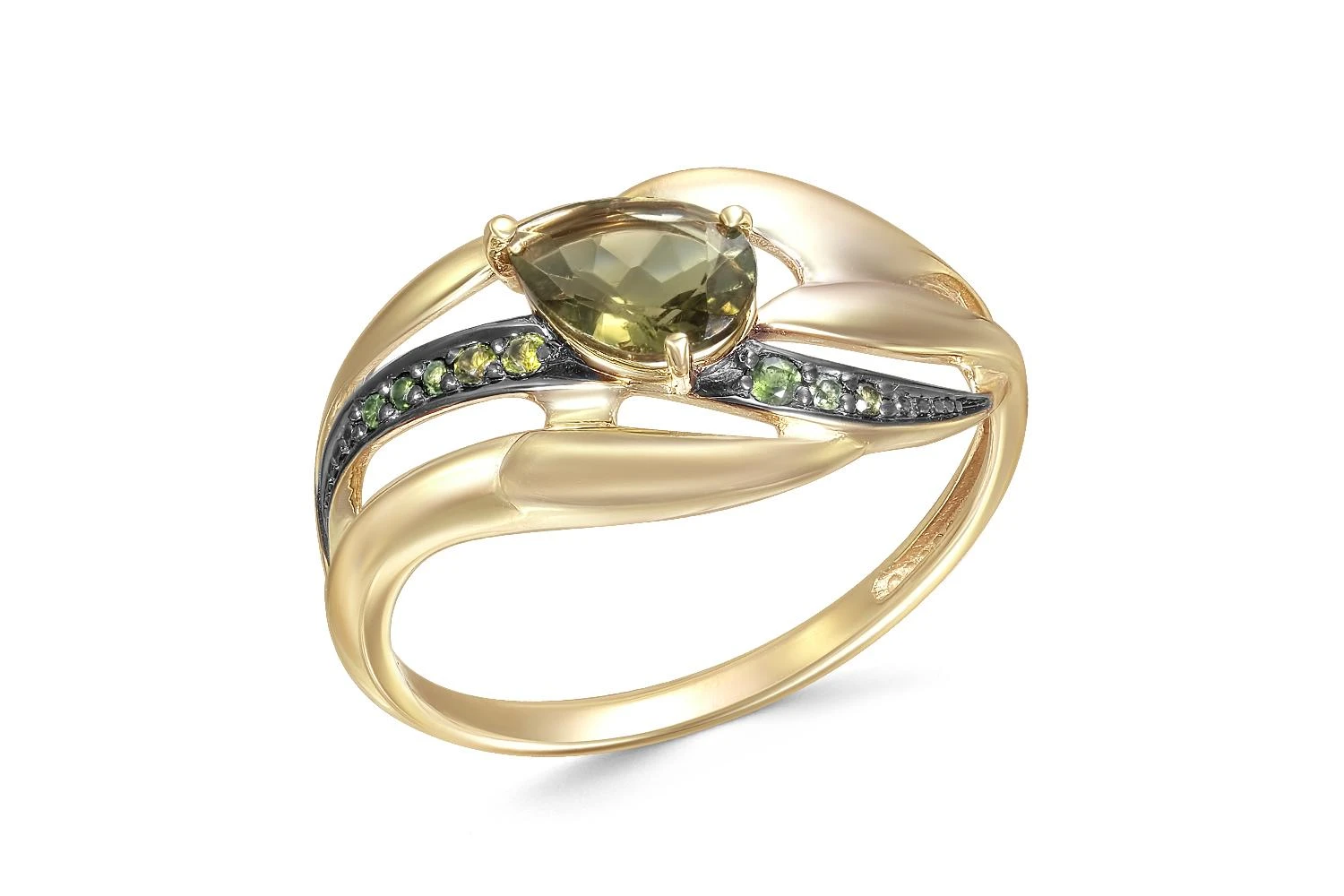 Кольцо из жёлтого золота с 9 турмалинами