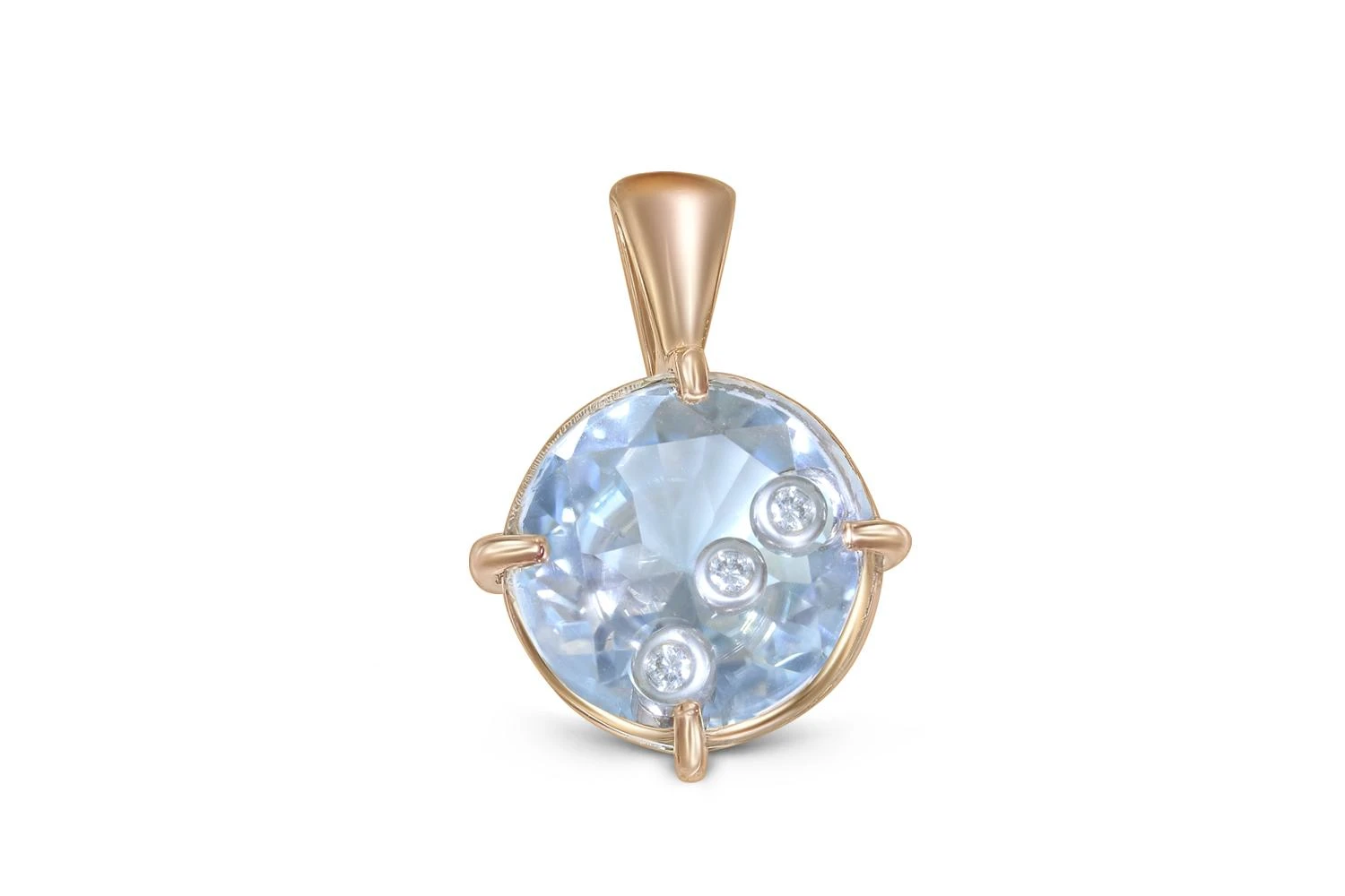Подвеска из красного золота с 2 топазами sky и 3 бриллиантами
