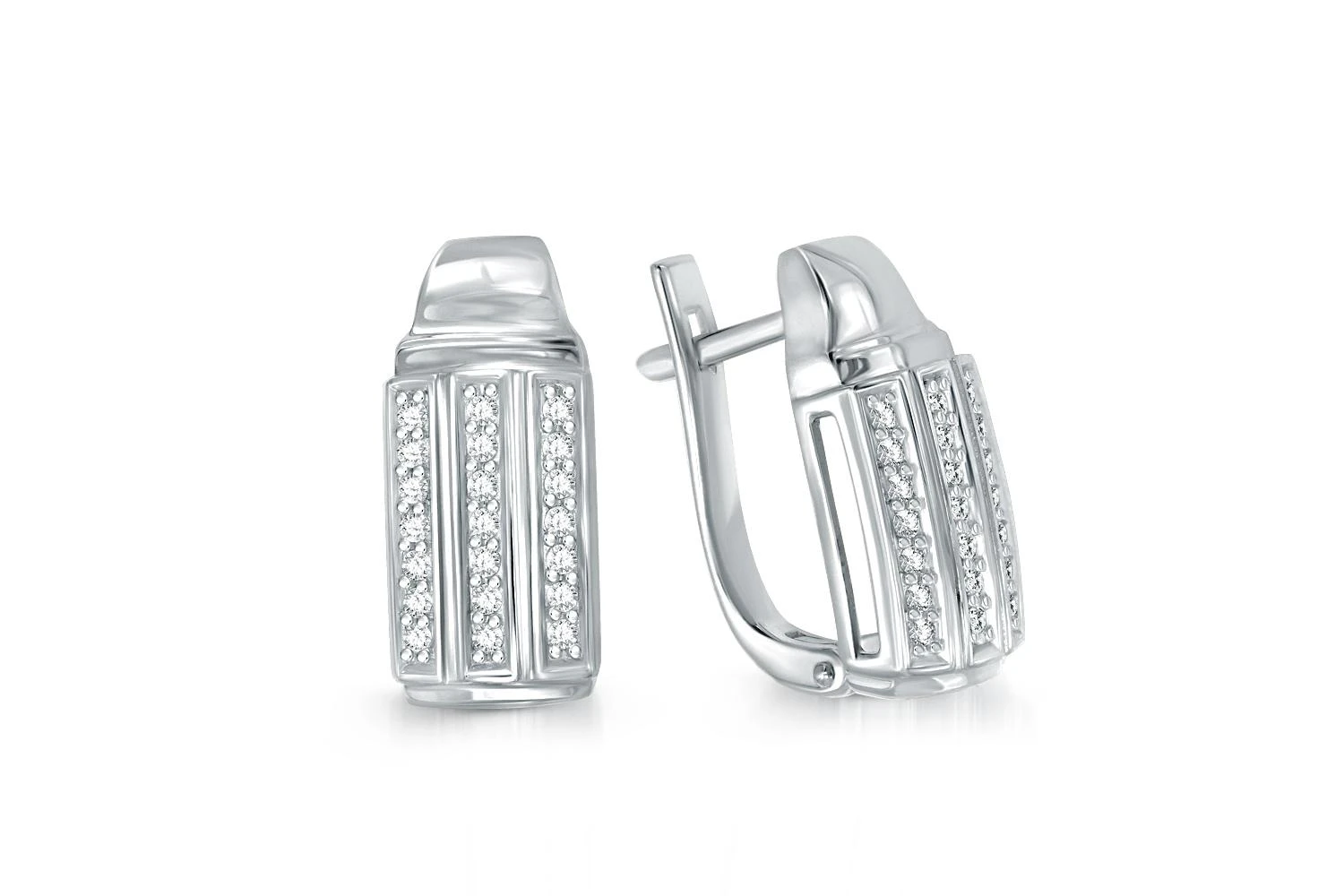 Серьги из белого золота с 42 фианитами