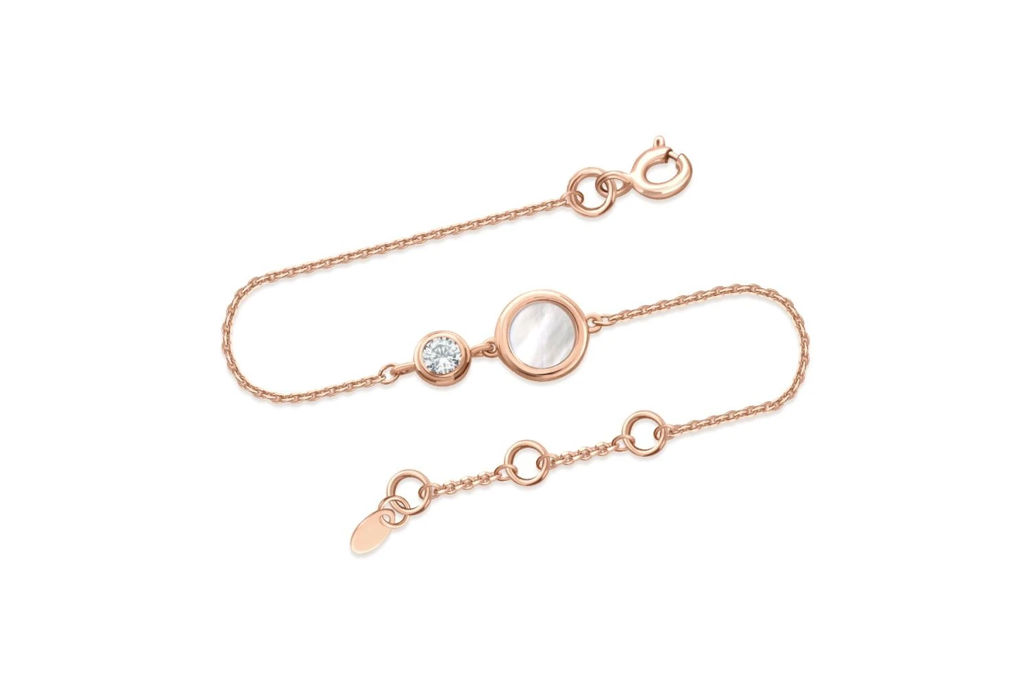 Браслет Круг из красного золота с перламутром и фианитом