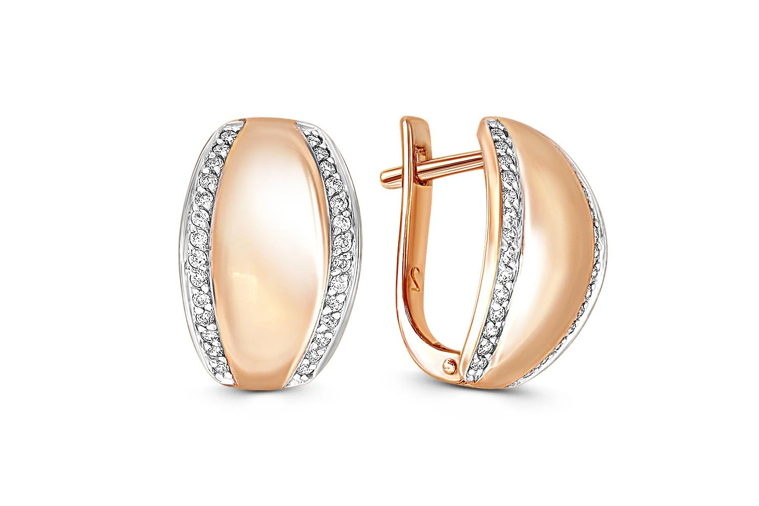 Серьги из красного золота с 56 фианитами