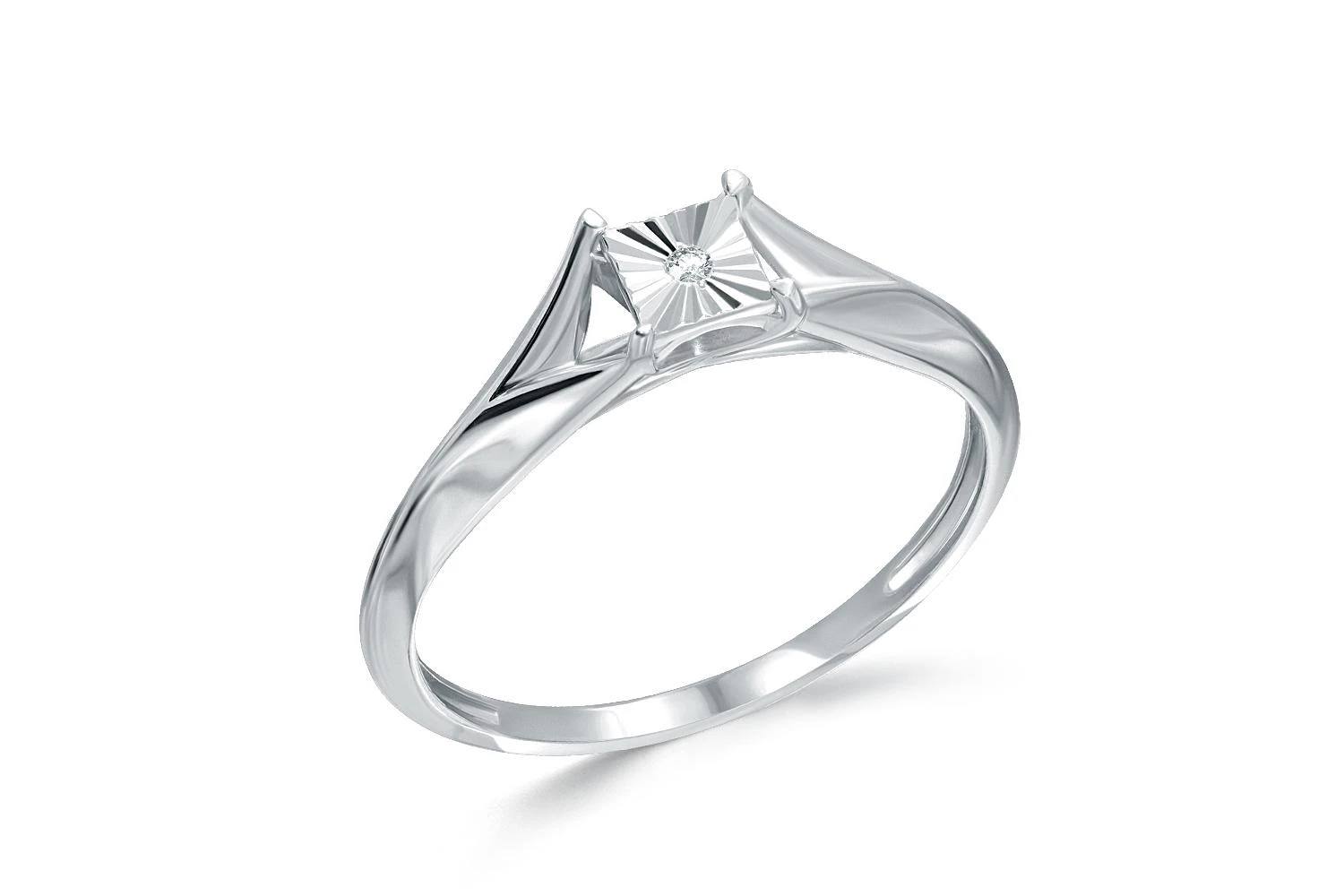 Кольцо Квадрат из белого золота с бриллиантом