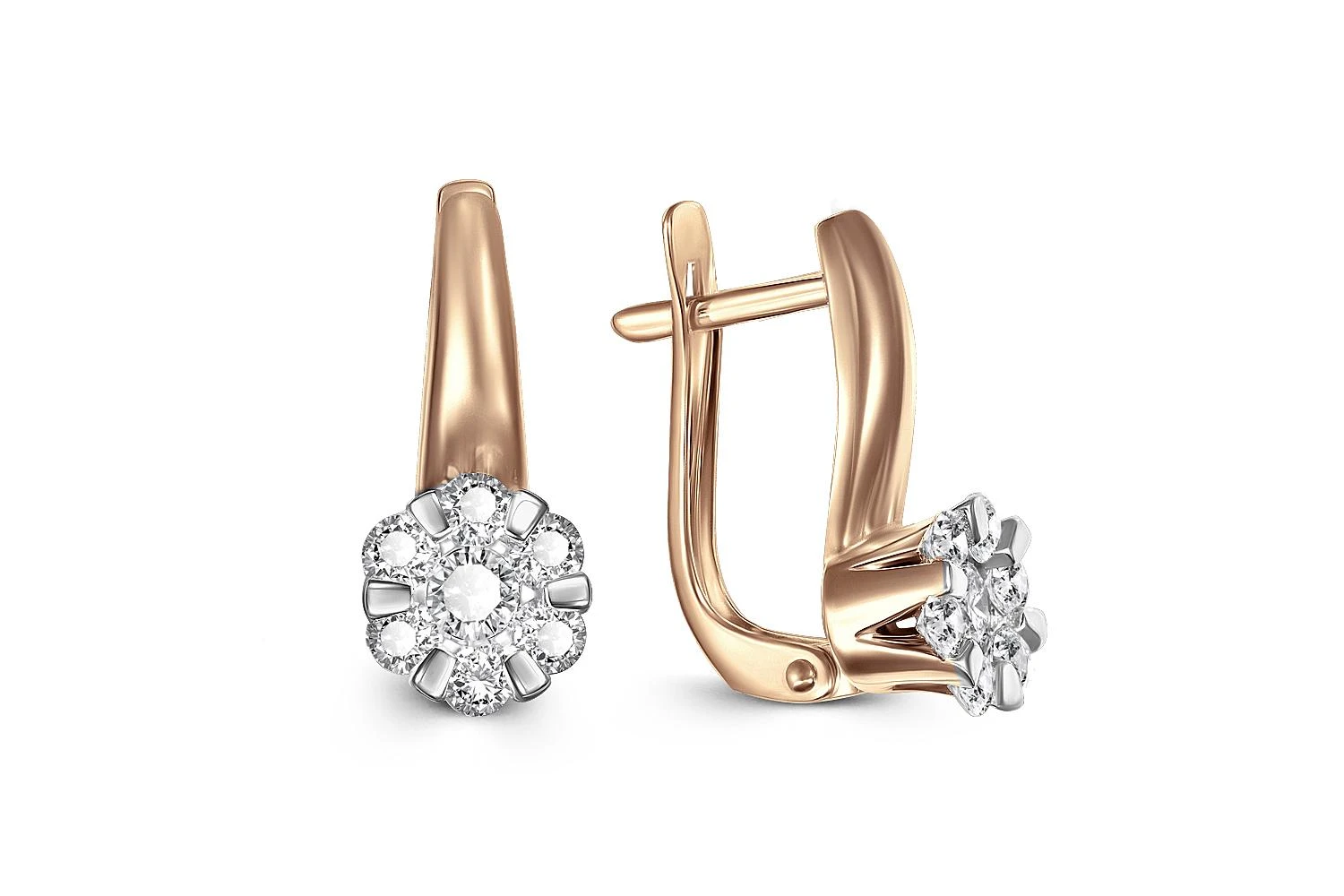 Серьги Малинки из красного золота с 14 бриллиантами