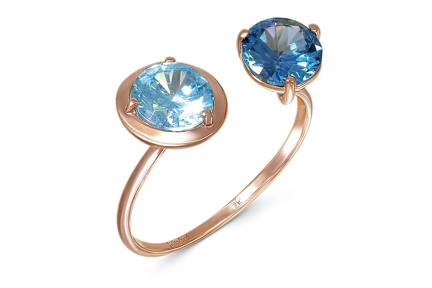 Кольцо из красного золота с 2 фианитами