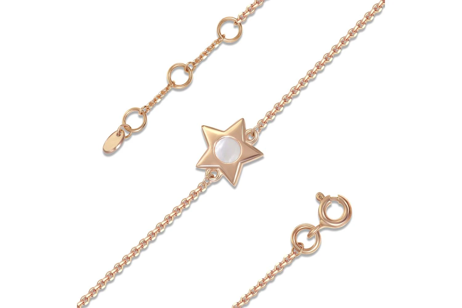 Детский браслет Звезда из красного золота с перламутром