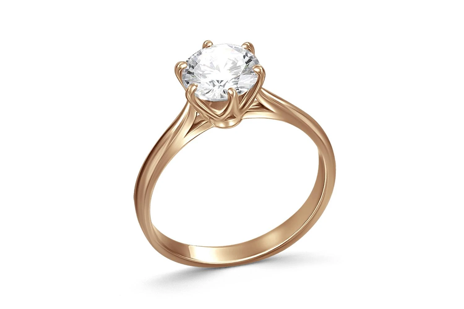 Кольцо из красного золота с бриллиантом