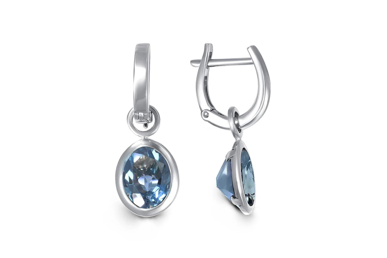 Серьги-трансформеры из белого золота с 2 топазами лондон