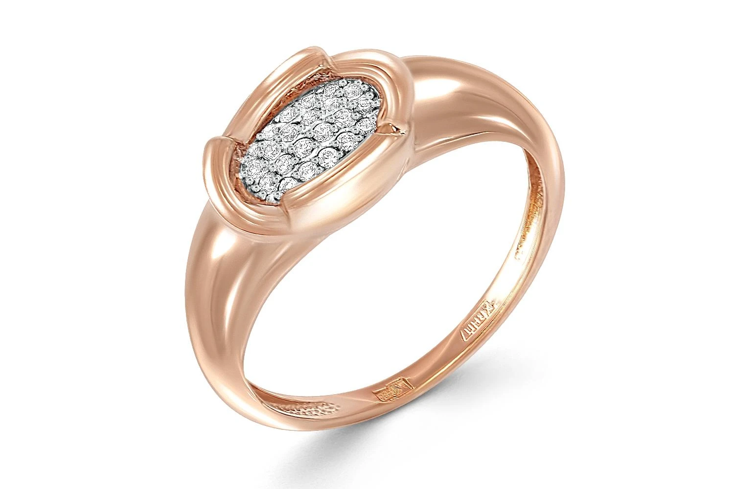 Кольцо из красного золота с 22 фианитами