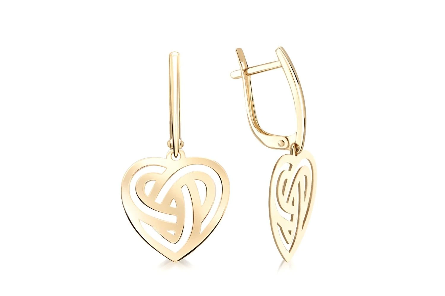 Серьги Сердца из жёлтого золота без вставок