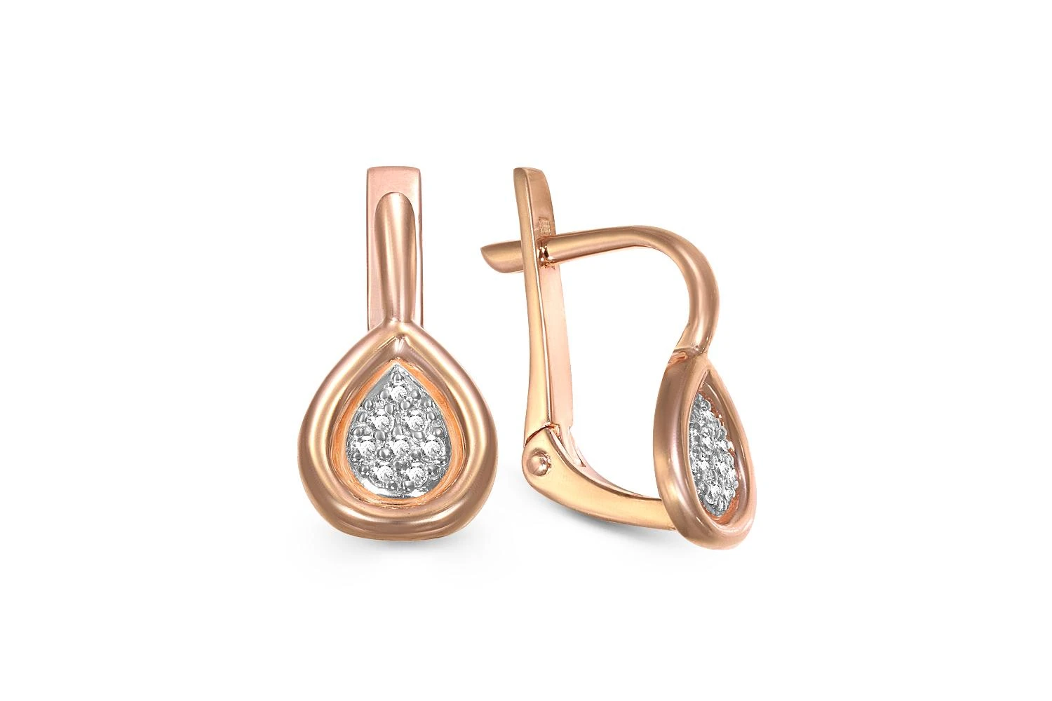 Серьги из красного золота с 16 бриллиантами