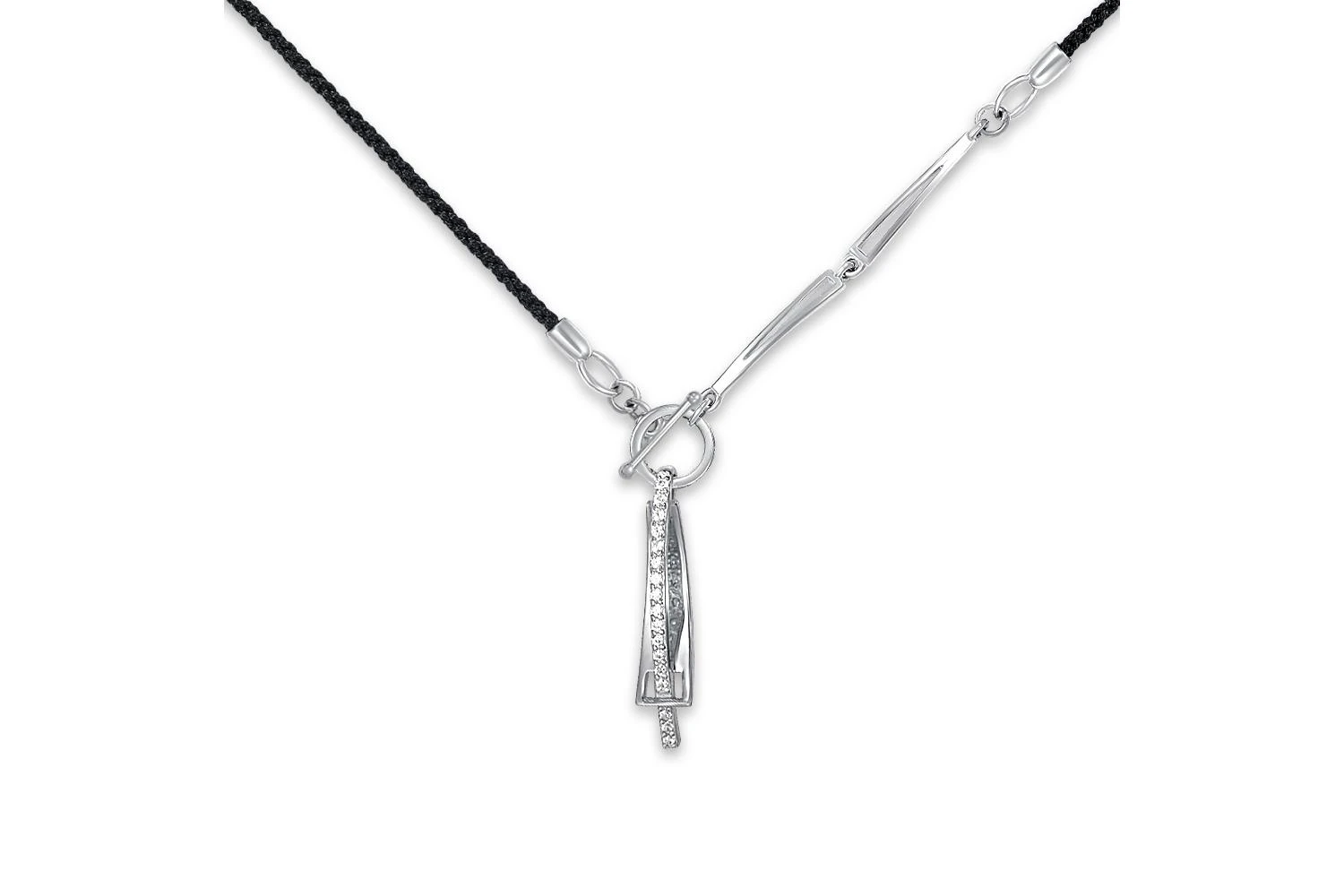 Колье из белого золота с 17 фианитами