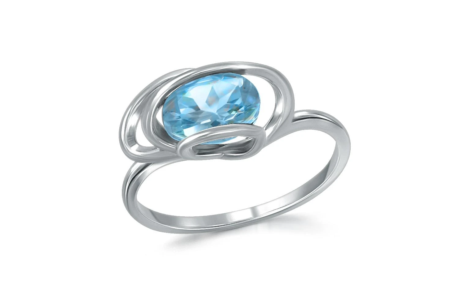 Кольцо из белого золота с ситаллом