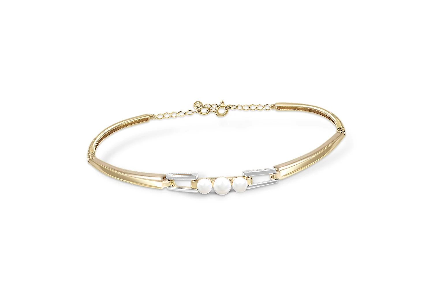 Браслет из жёлтого золота с 3 жемчужинами