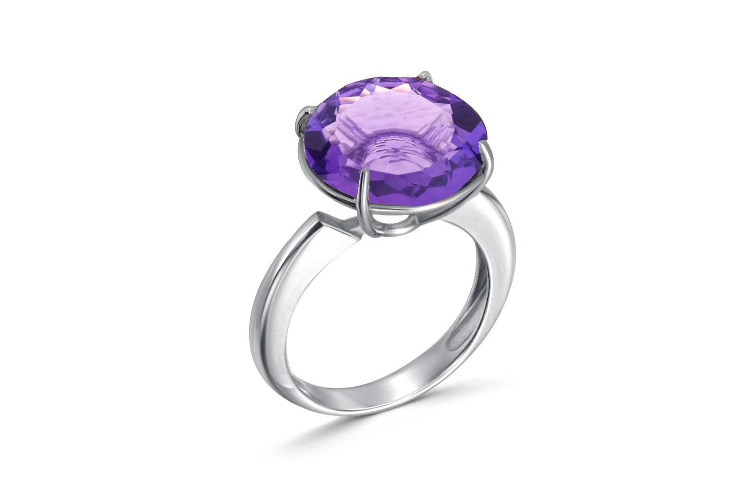 Кольцо из жёлтого золота с аметистом