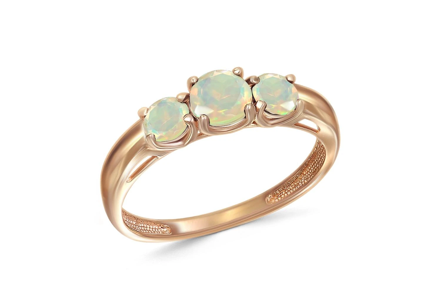 Кольцо из красного золота с 3 опалами