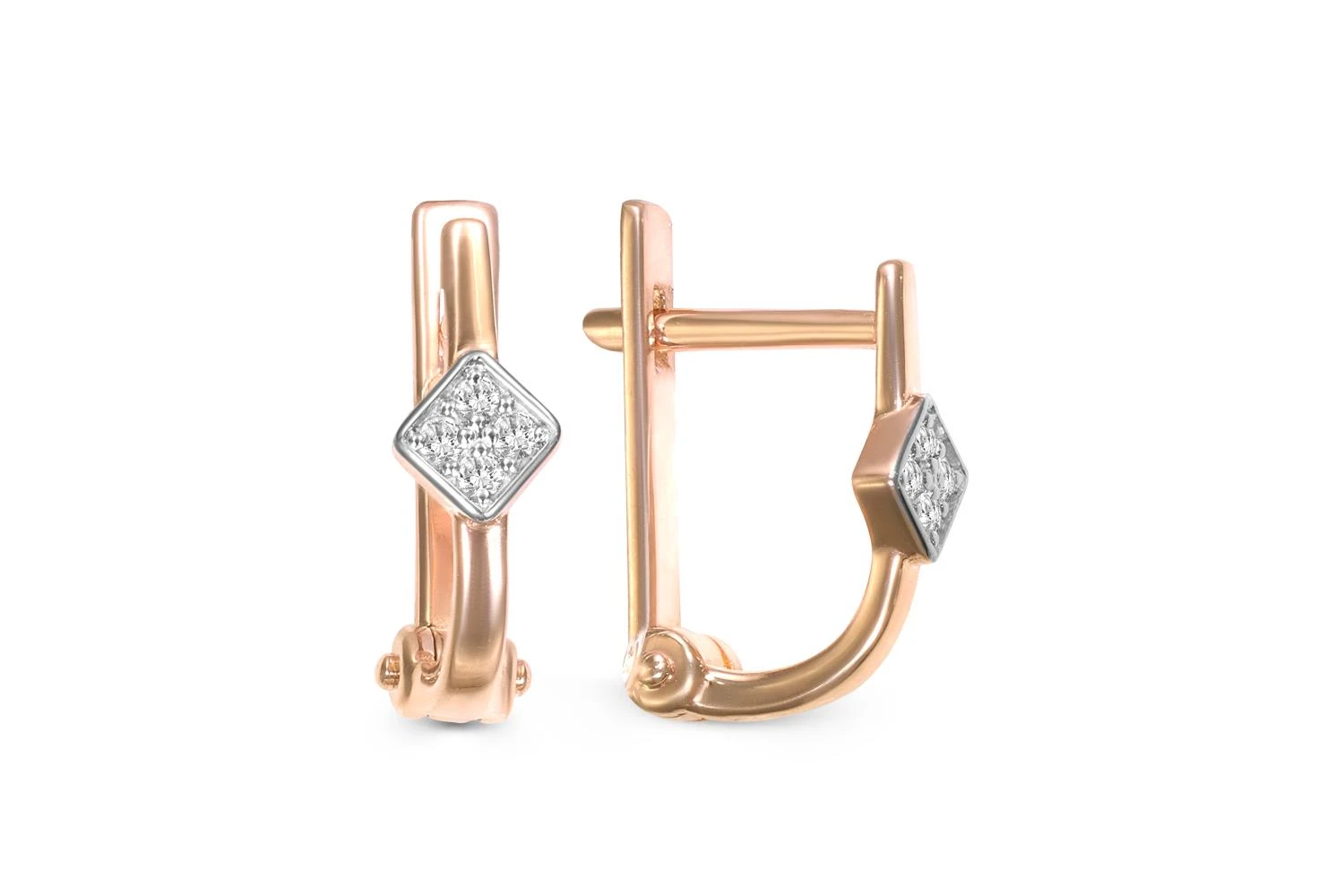 Детские серьги из красного золота с 8 бриллиантами