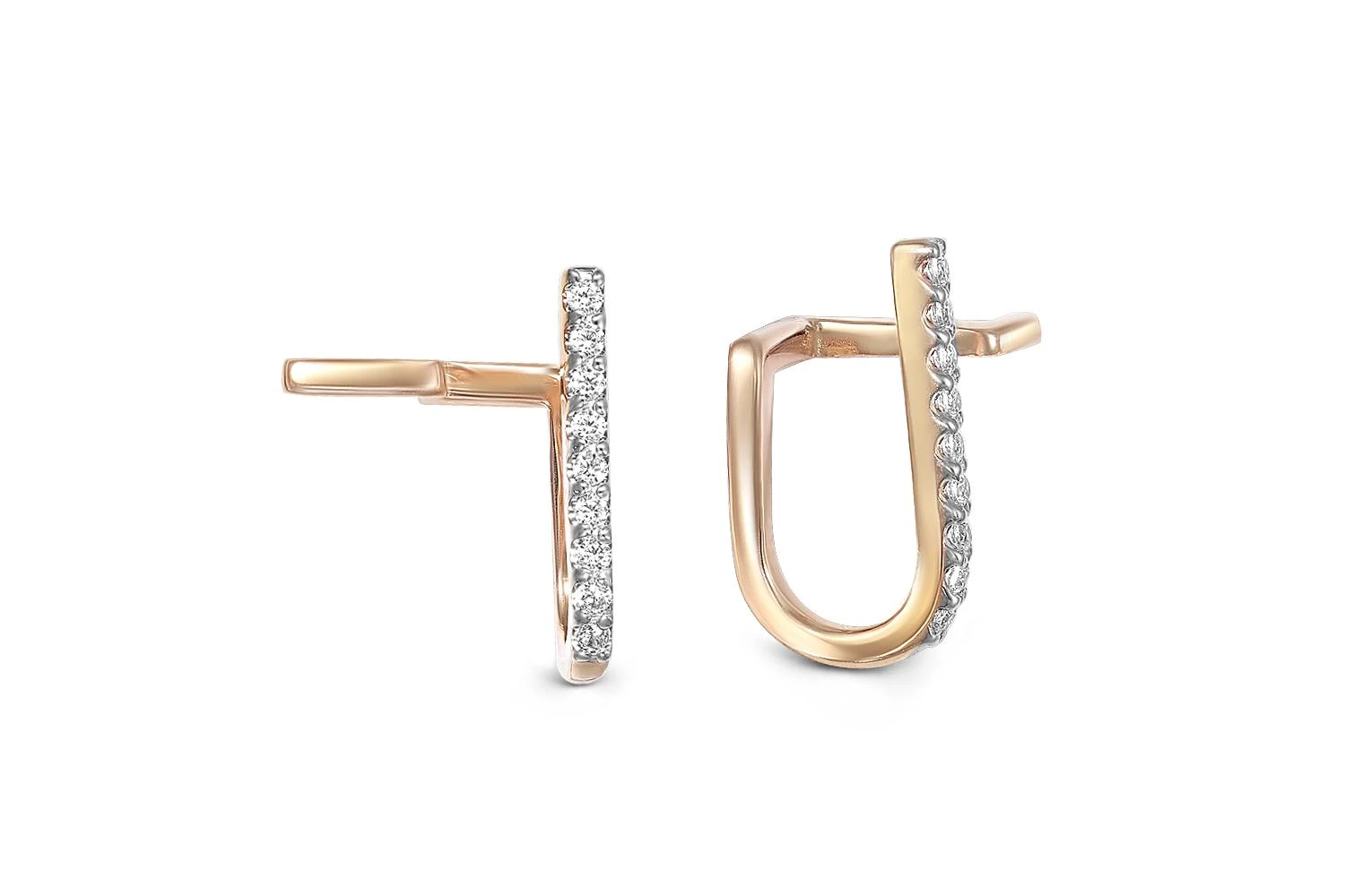 Серьги-пусеты Дорожки из красного золота с 18 бриллиантами