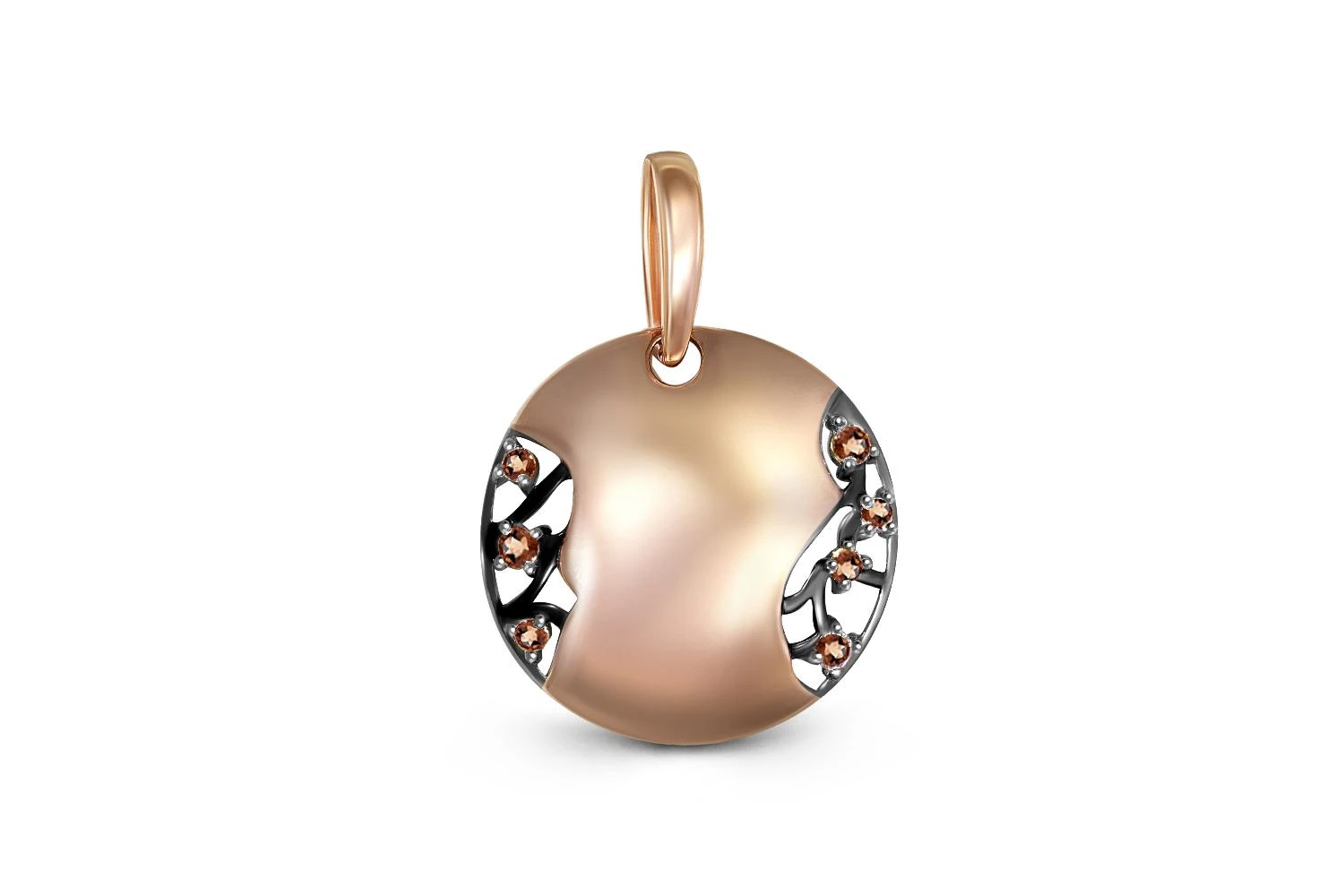 Подвеска Веточка из красного золота с 7 фианитами