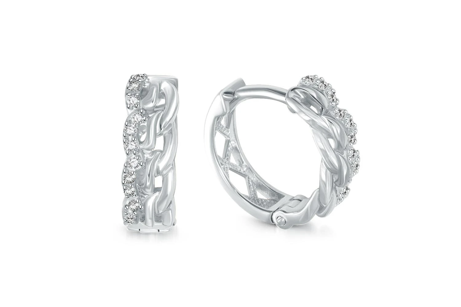 Серьги из белого золота с 24 фианитами