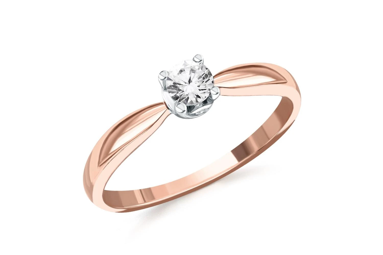 Кольцо из красного золота с 3 выращенными бриллиантами