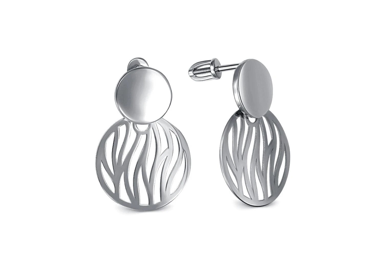 Серьги-пусеты Круги из белого золота без вставок
