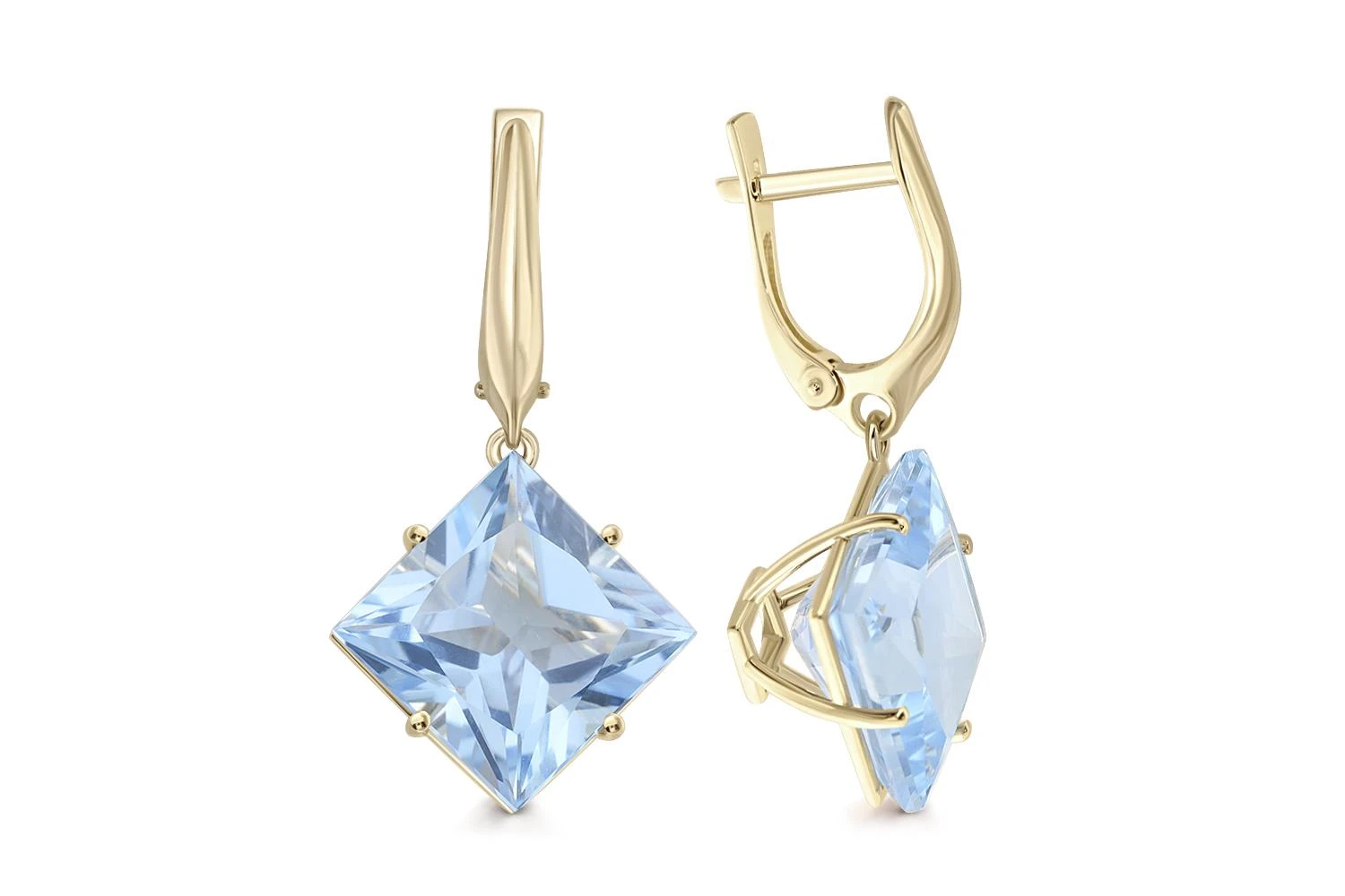 Серьги из жёлтого золота с 2 топазами sky