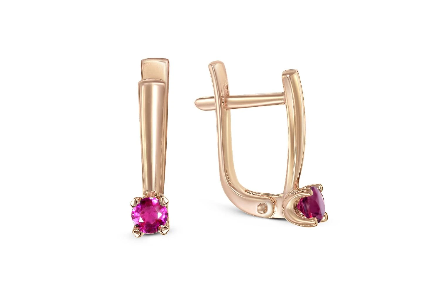 Серьги из красного золота с 2 рубинами