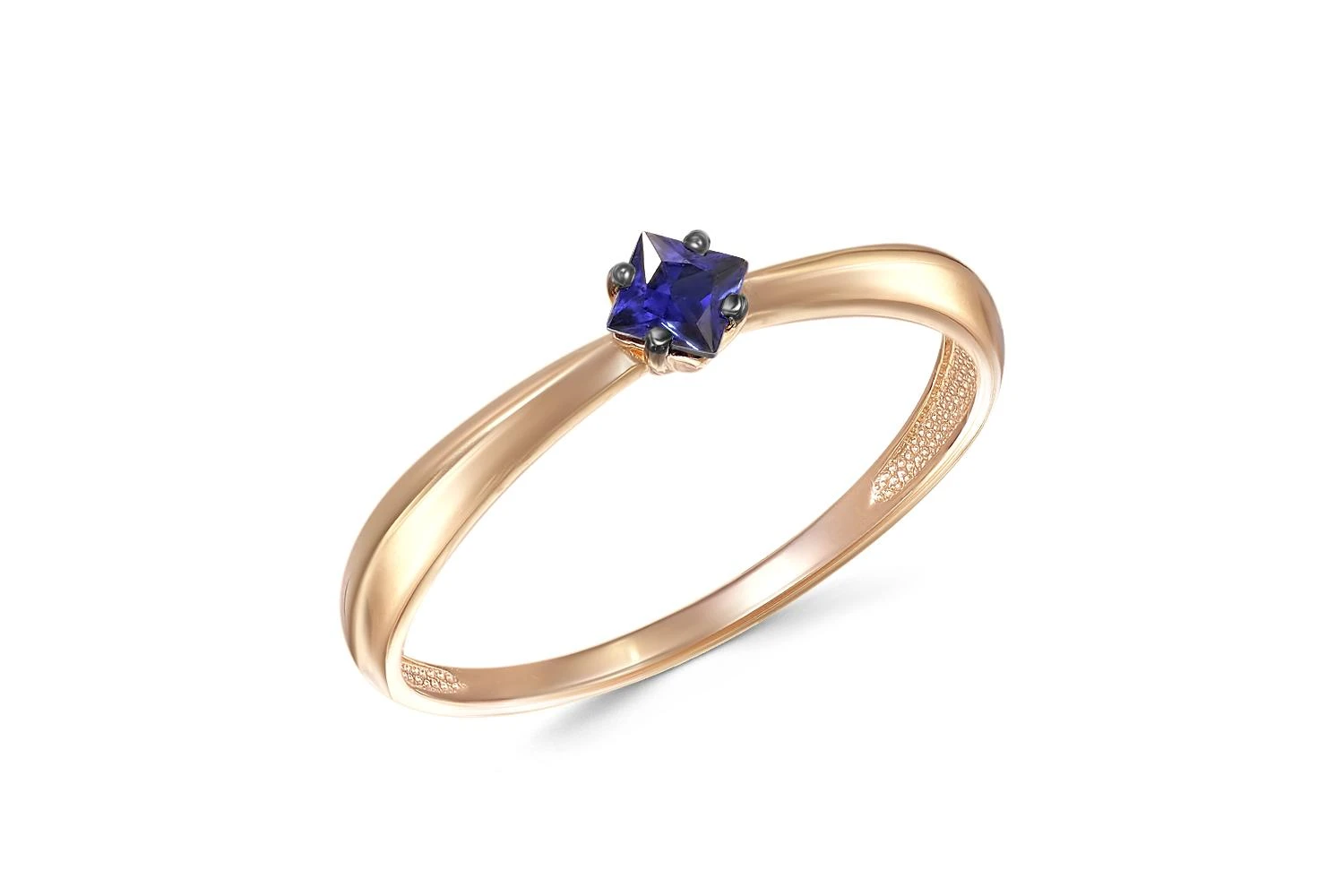 Кольцо из красного золота с сапфиром