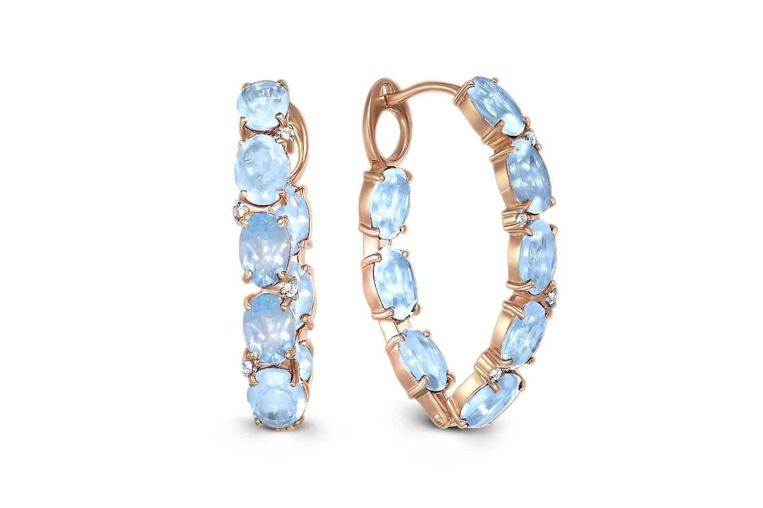 Серьги из красного золота с 16 топазами sky и 8 фианитами