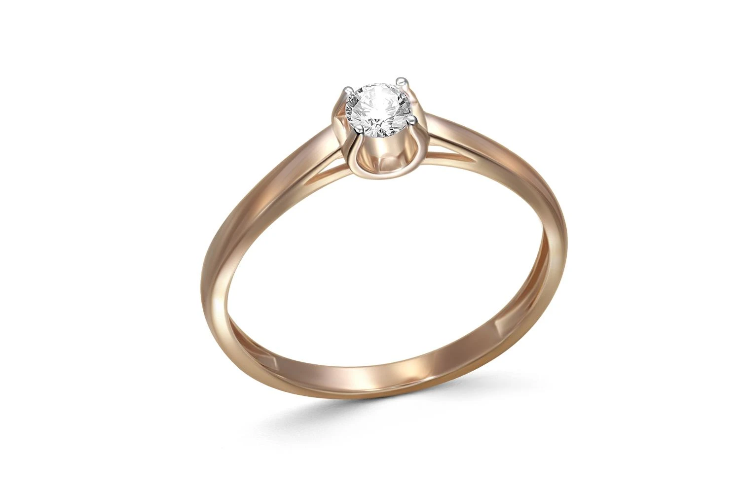 Кольцо из красного золота с фианитом