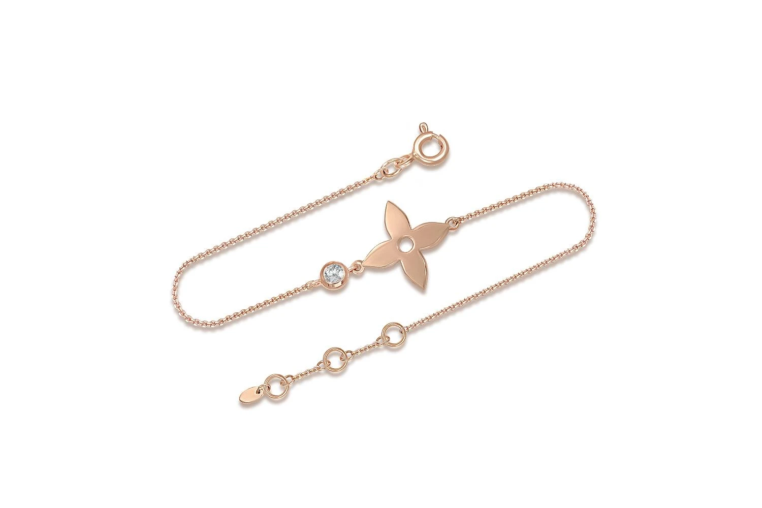 Браслет Клевер из красного золота с бриллиантом