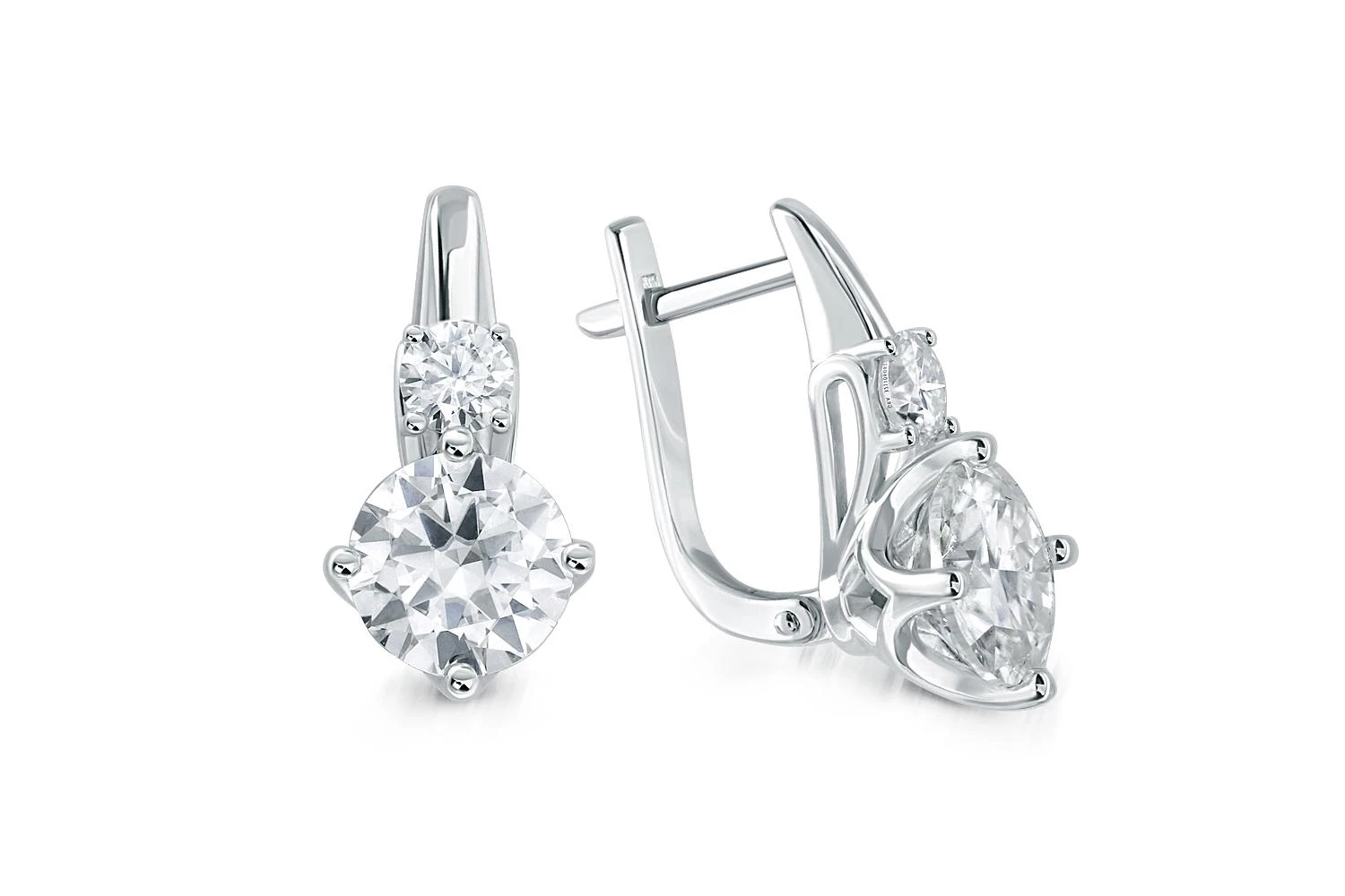 Серьги из белого золота с 4 муассанитами