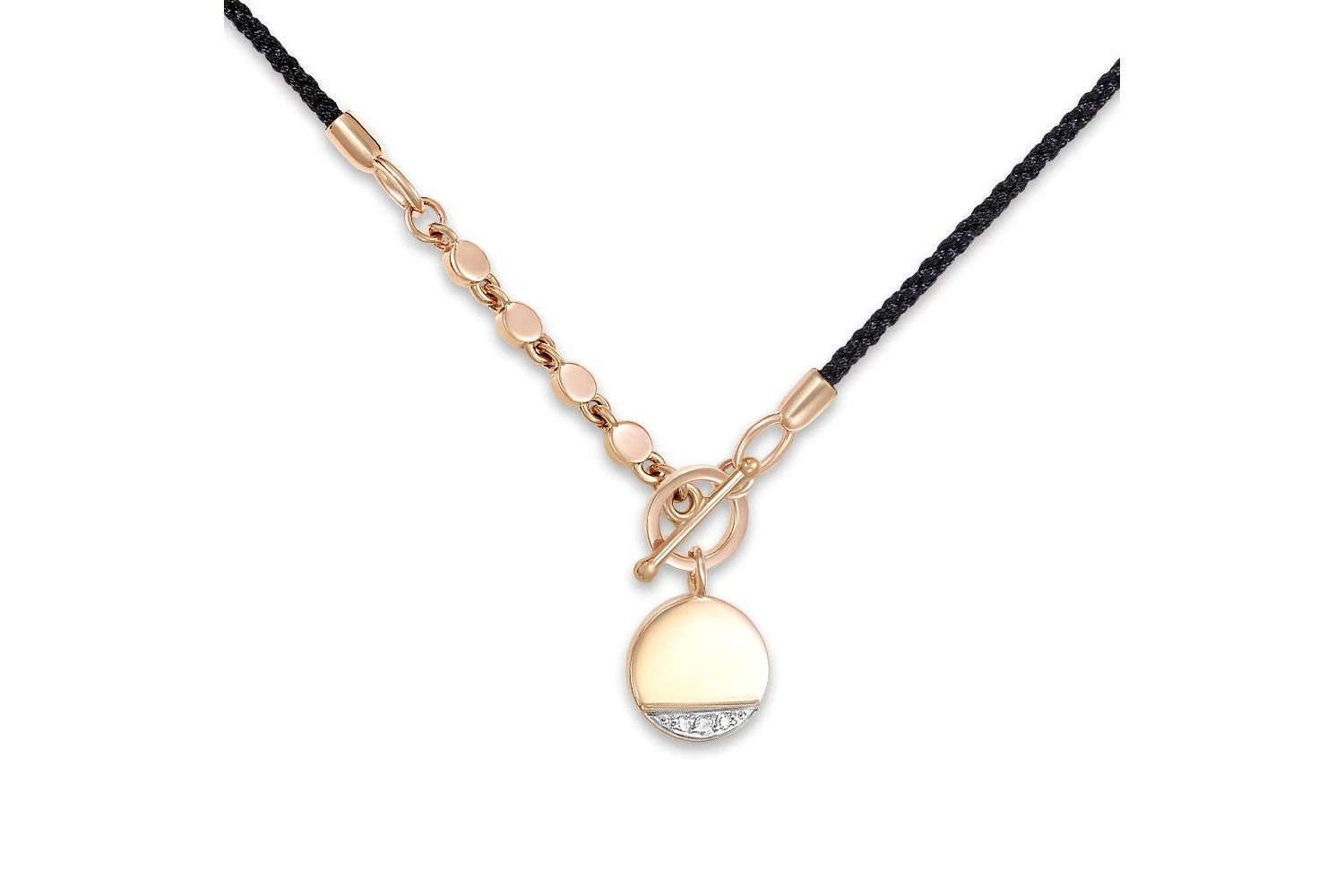 Колье с круглым подвесом из красного золота с 3 бриллиантами