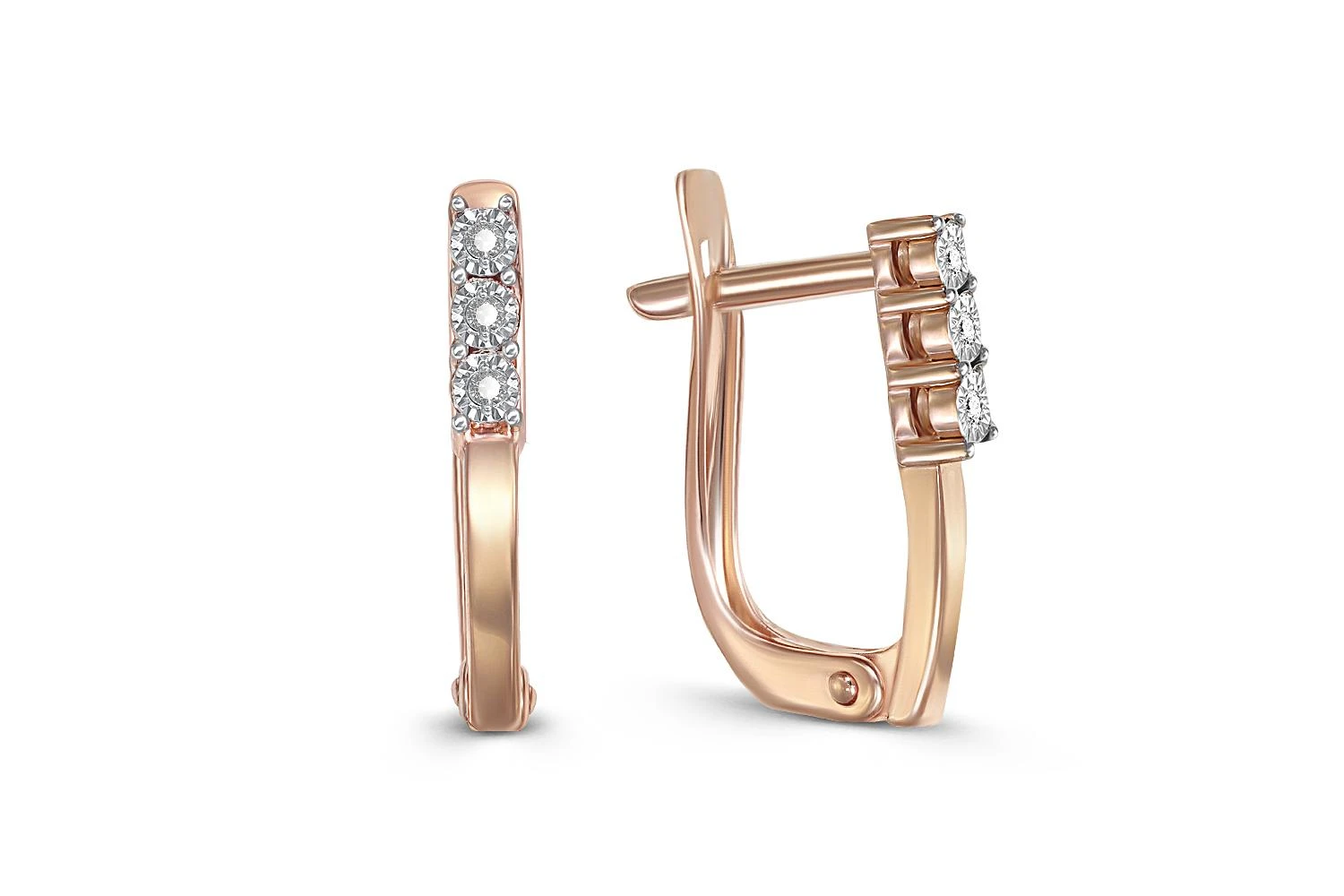 Серьги из красного золота с 6 бриллиантами