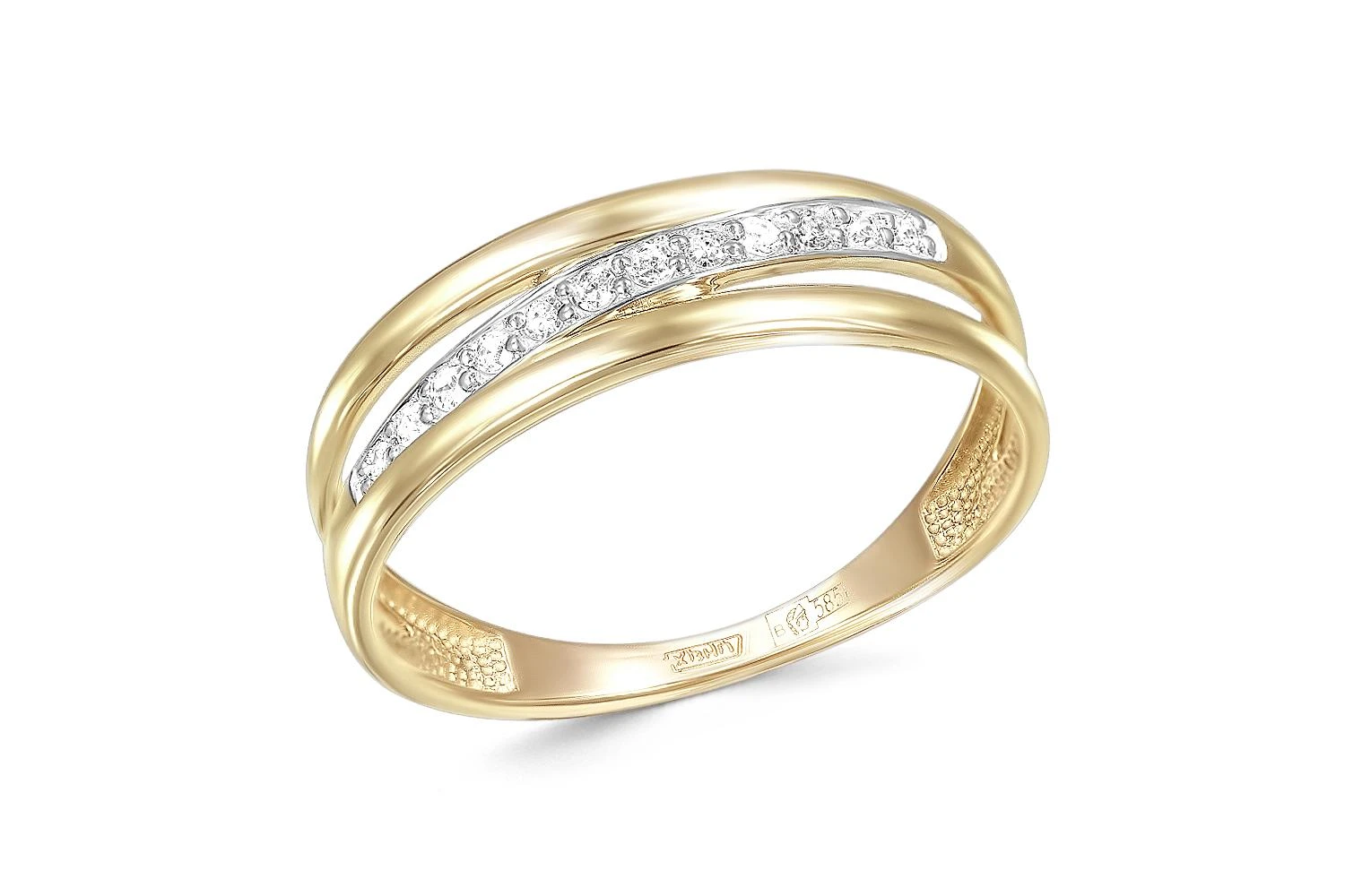 Кольцо Дорожка из жёлтого золота с 12 бриллиантами