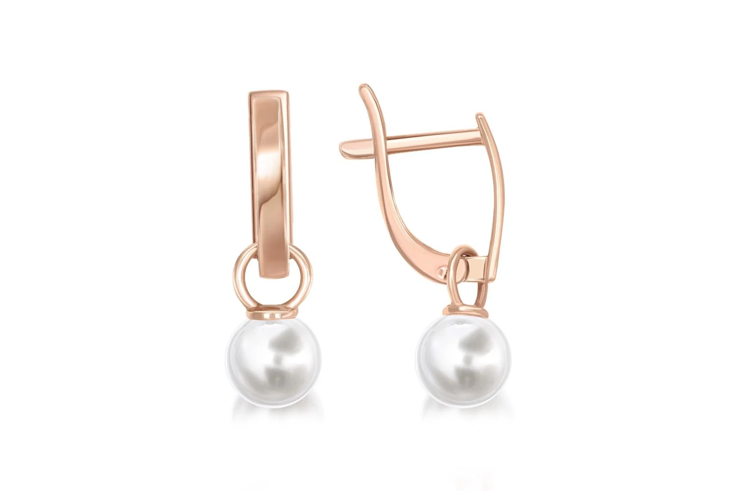 Серьги-трансформеры из красного золота с 2 жемчужинами