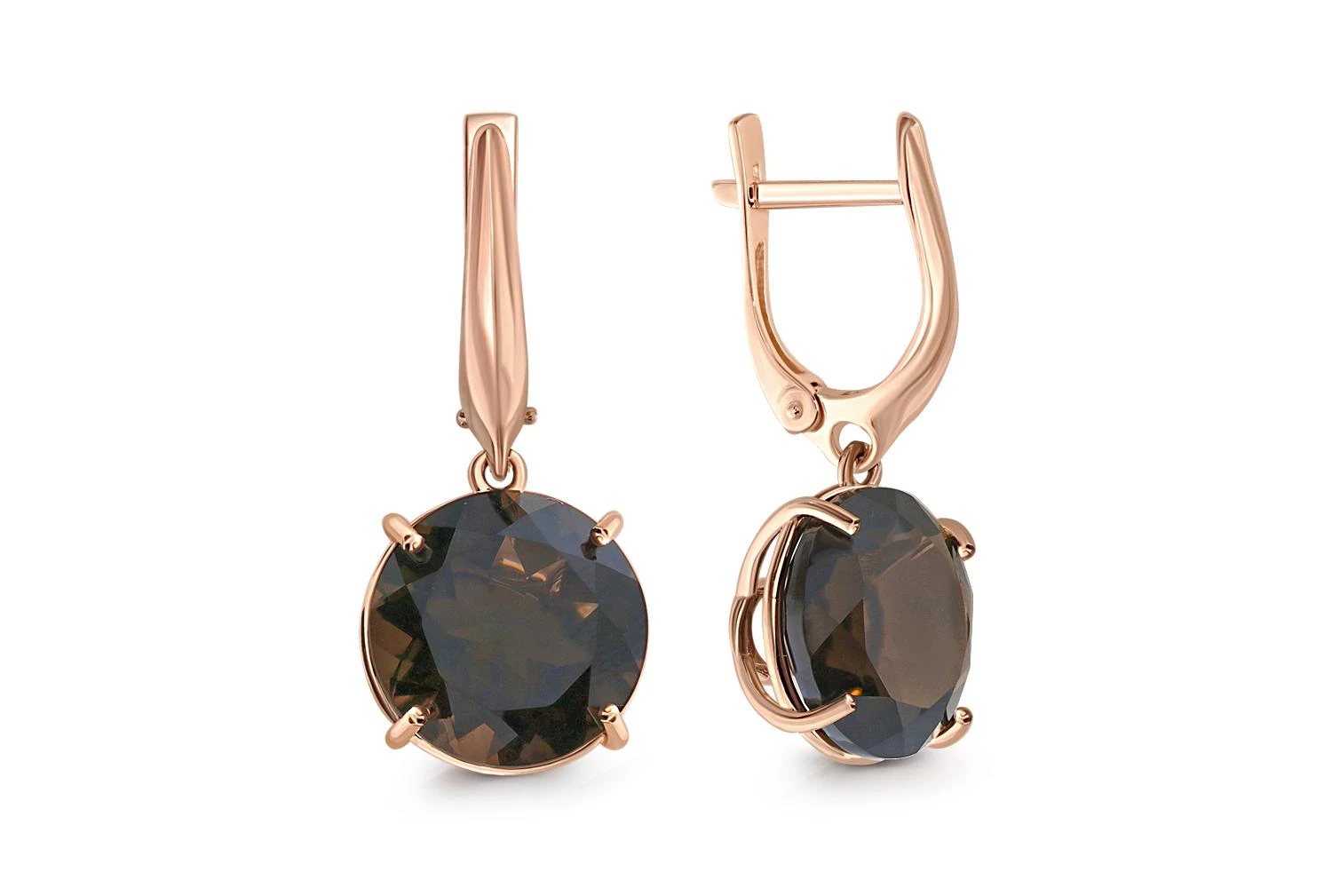 Серьги из красного золота с 2 раухтопазами