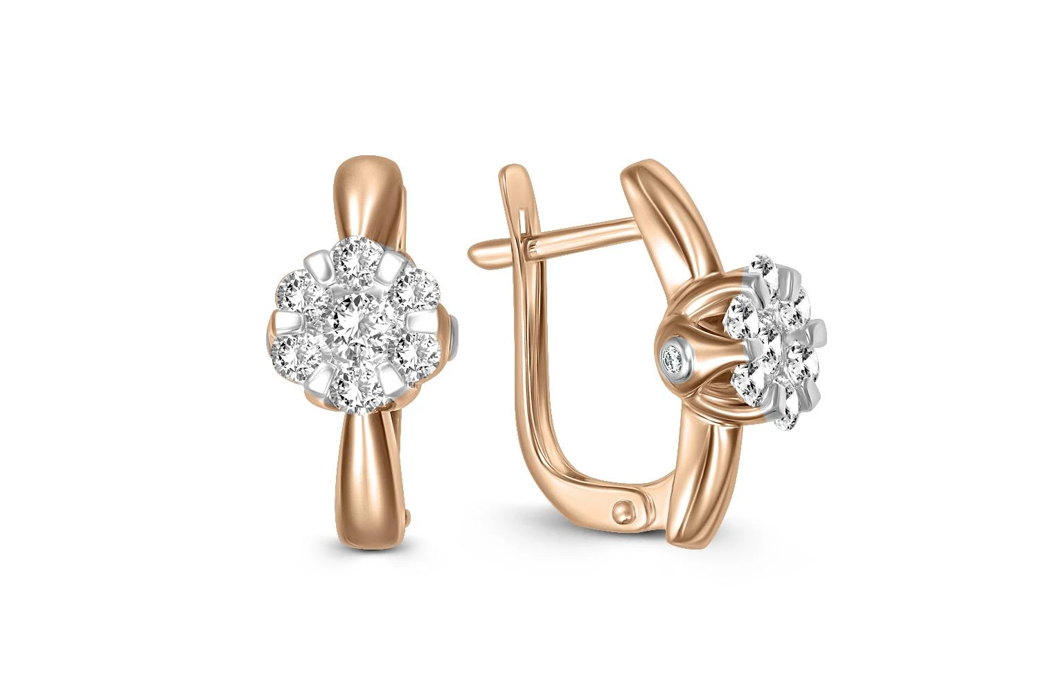 Серьги Малинки из красного золота с 18 бриллиантами