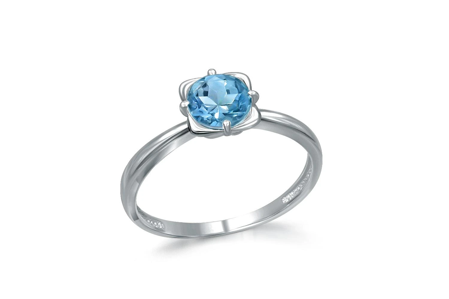 Кольцо из белого золота с топазом swiss