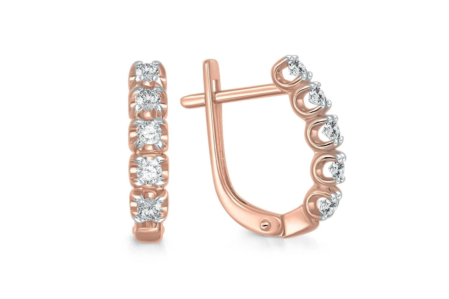 Серьги Дорожки из красного золота с 10 бриллиантами