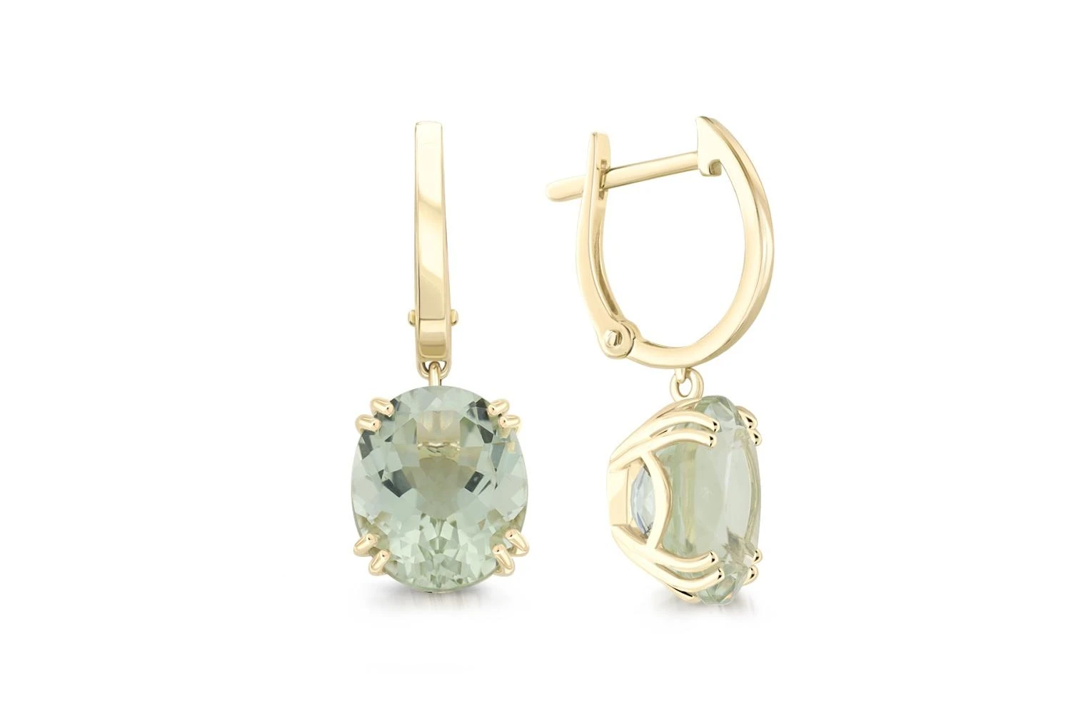 Серьги из жёлтого золота с 2 празиолитами