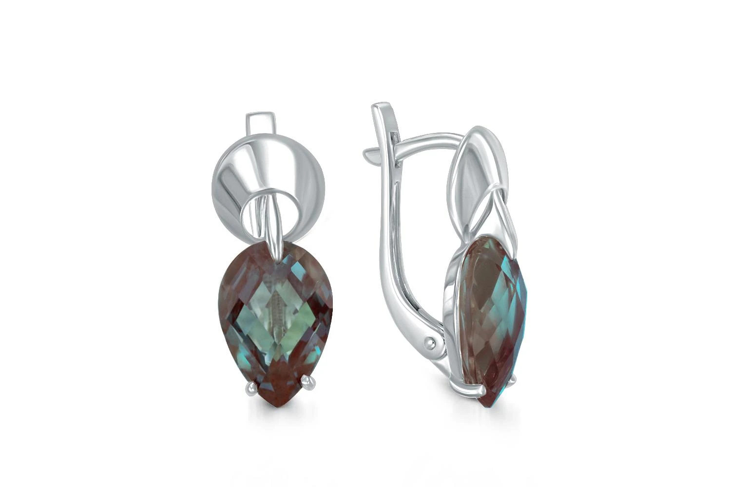 Серьги из белого золота с 2 александритами