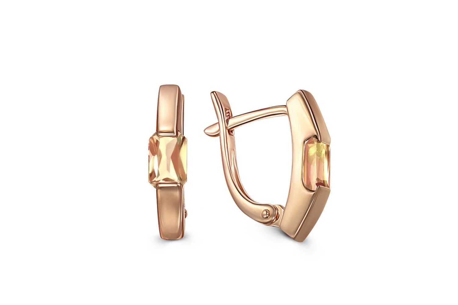 Серьги из красного золота с 2 цитринами