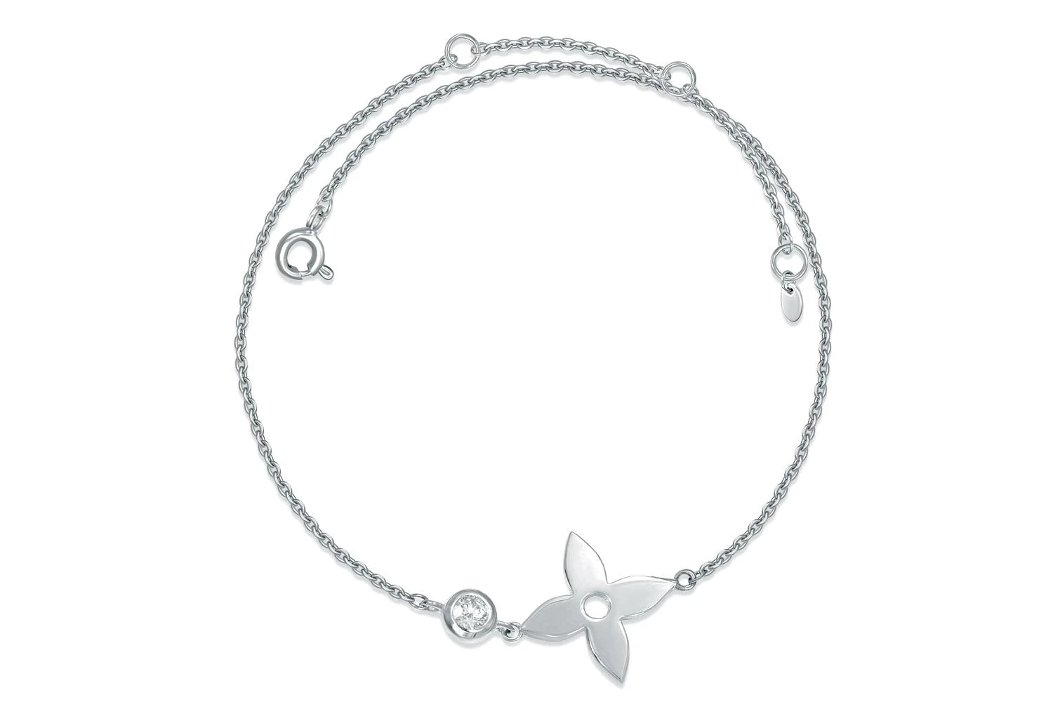 Колье Клевер из белого золота с фианитом