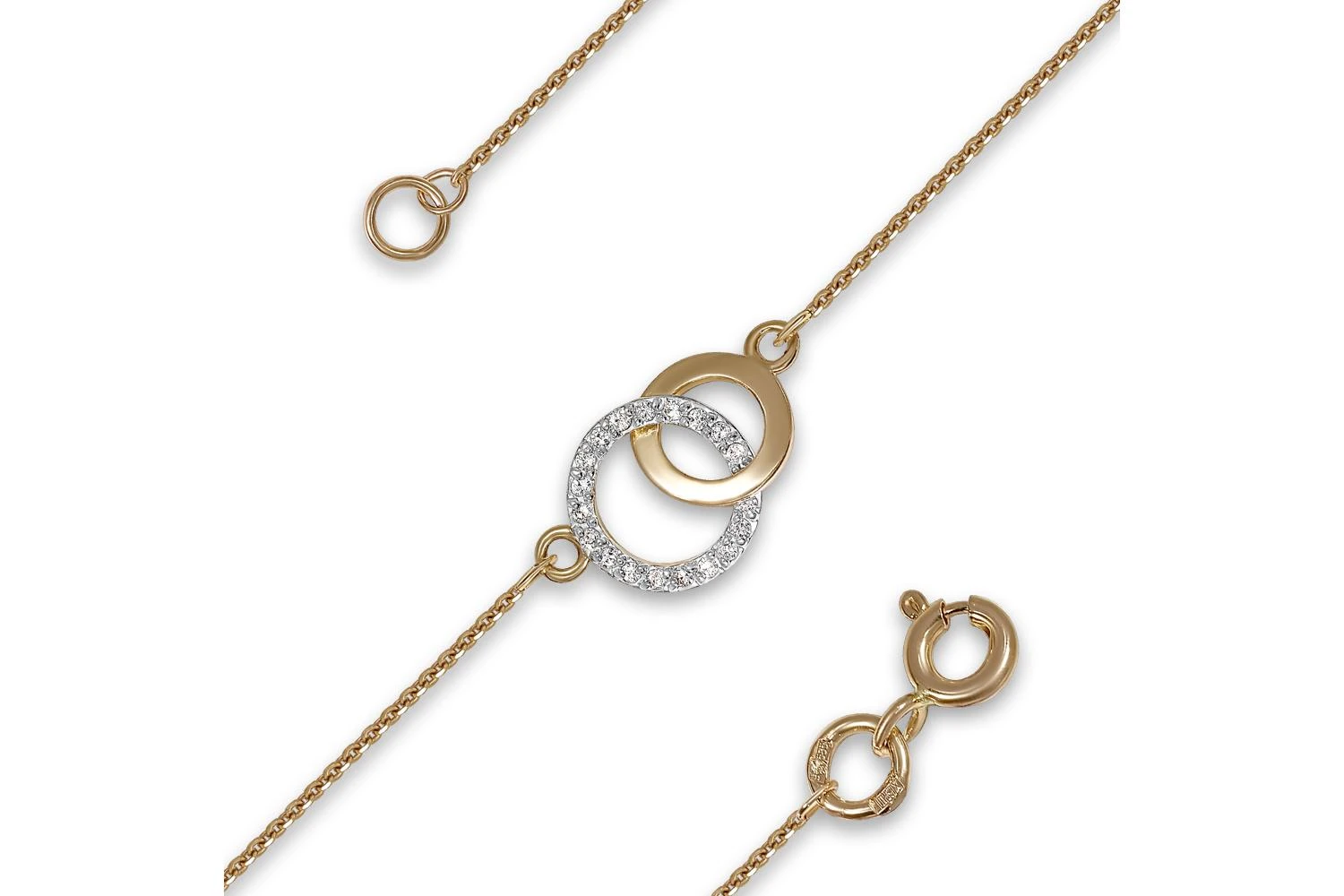 Браслет Круг из жёлтого золота с 20 фианитами